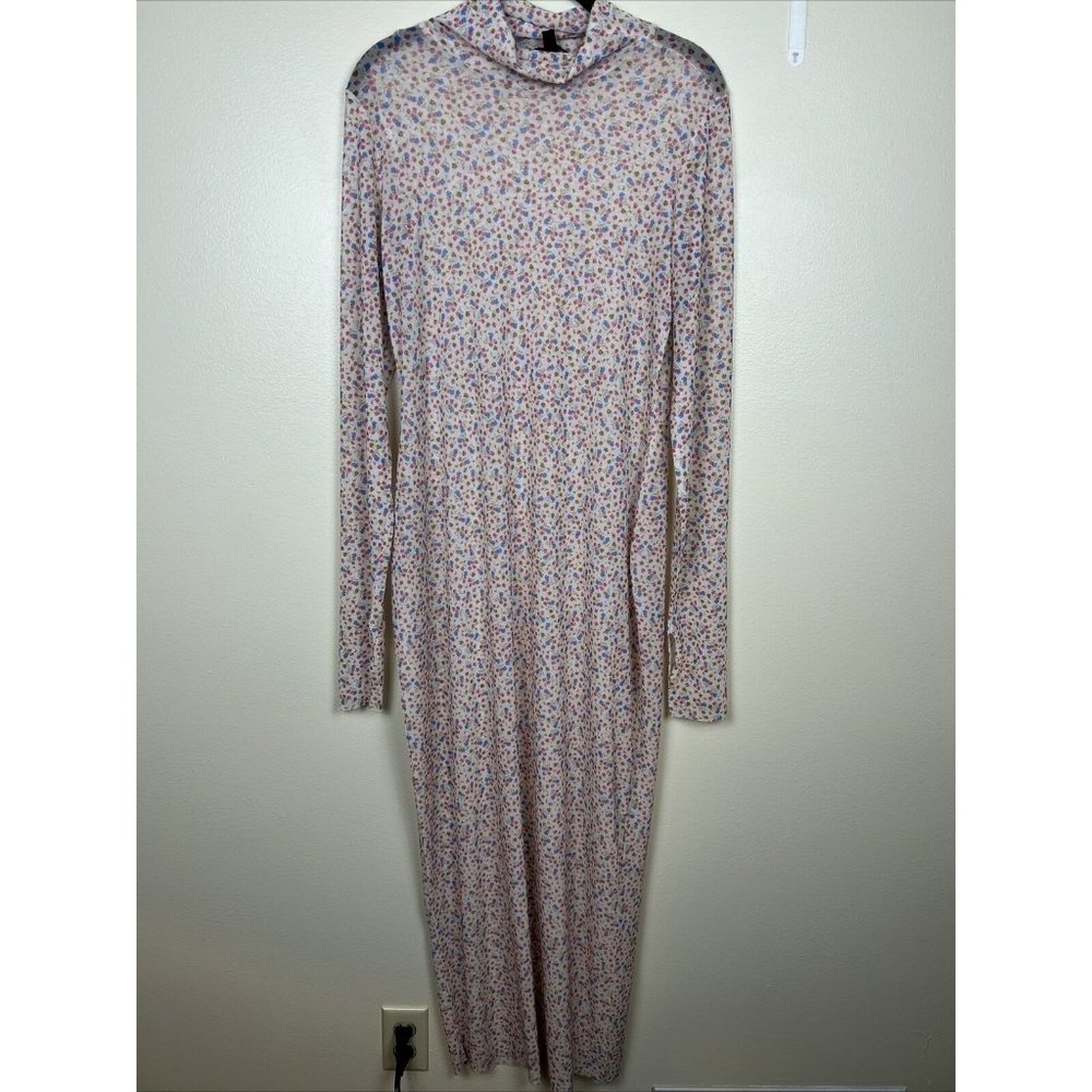 NEW AFRM Shailene Midi Dress  FLORAL MESH LONG SLEEVE SIZE XL See Description